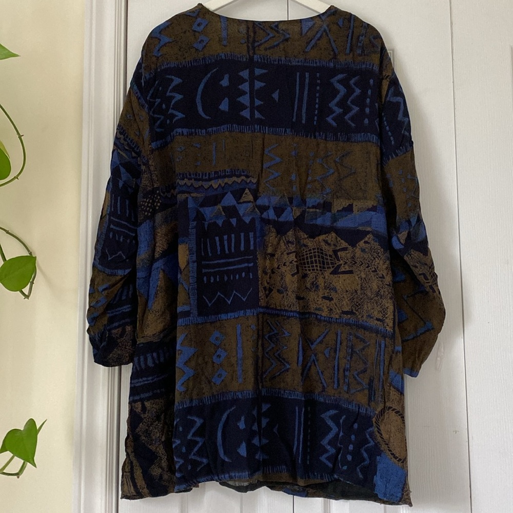 New Options by Kate Geddes Vintage 90s Kimono geometric turtle lizard tribal